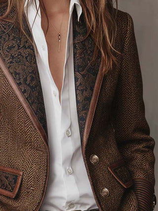 Herringbone Tweed Blazer With Printed Panels | Arden