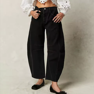 Everly Barrel-Leg Ankle Denim Pants