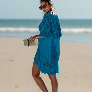 Asymmetrical Crochet Knit Beach Cover-Up | Nerissa