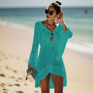Asymmetrical Crochet Knit Beach Cover-Up | Nerissa
