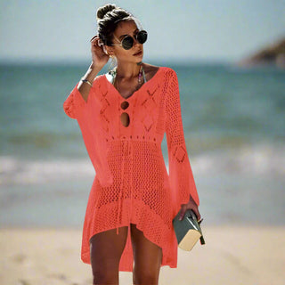 Asymmetrical Crochet Knit Beach Cover-Up | Nerissa