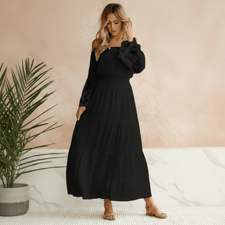 Off-Shoulder Lace Empire Maxi Dress | Isadora