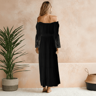 Off-Shoulder Lace Empire Maxi Dress | Isadora