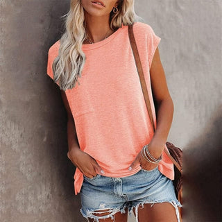 Solid Short Sleeve O-Neck T-Shirt | Elira