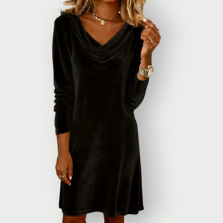 Drape Neck Velvet Dress – Refined Evening Silhouette | Kathleen