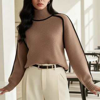 Turtleneck Knit Sweater – Refined Contemporary Silhouette | Alizée