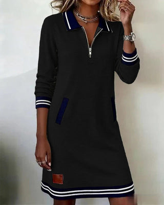 Long Sleeve Zip Dress – Refined Straight Silhouette