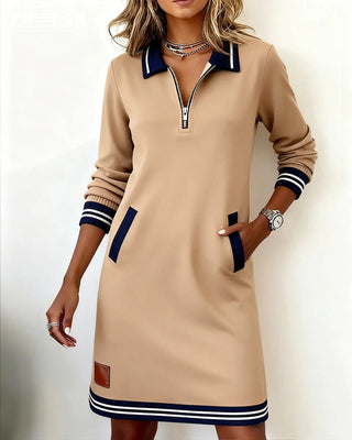 Long Sleeve Zip Dress – Refined Straight Silhouette