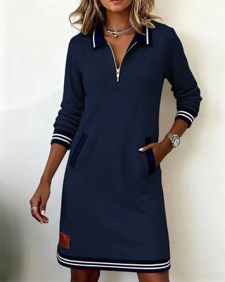 Long Sleeve Zip Dress – Refined Straight Silhouette