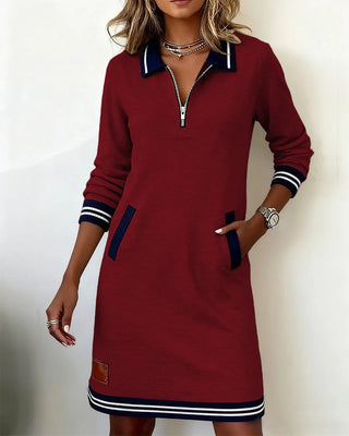 Long Sleeve Zip Dress – Refined Straight Silhouette