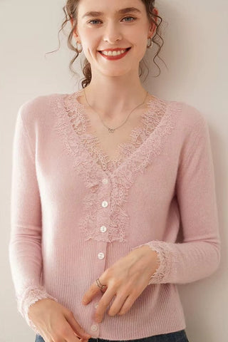 Elegant lace detail cardigan for women | Seraphina