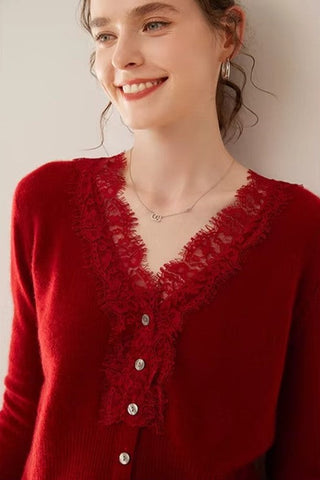 Elegant lace detail cardigan for women | Seraphina