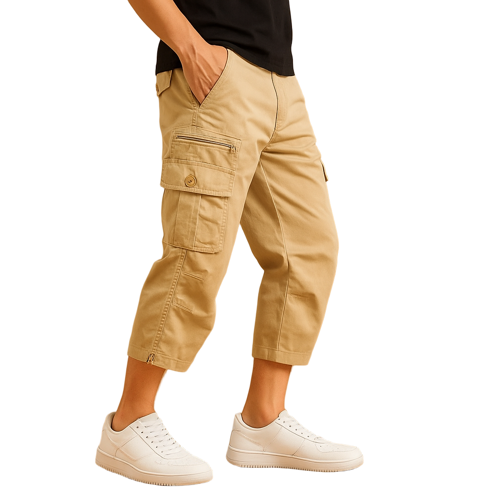 Men's Long Cotton Cargo Shorts | Relaxed Fit Multi-Pocket | Marcus