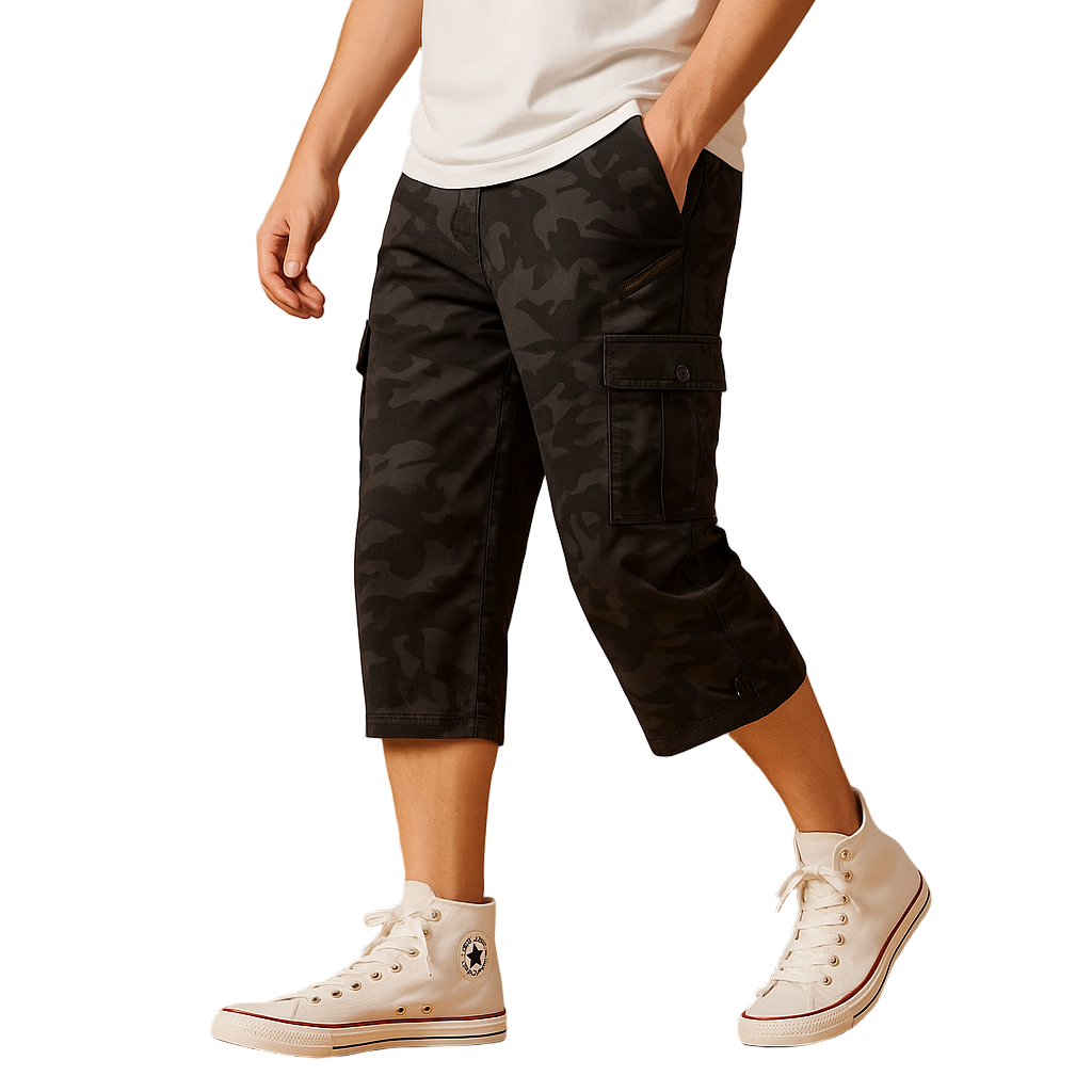 Men's Long Cotton Cargo Shorts | Relaxed Fit Multi-Pocket | Marcus
