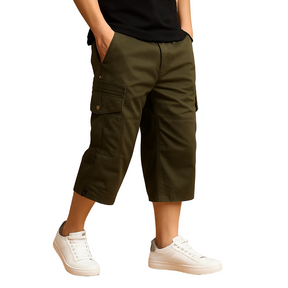 Men's Long Cotton Cargo Shorts | Relaxed Fit Multi-Pocket | Marcus
