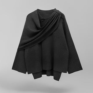 Emma Asymmetric Wool Poncho – Elegant Winter Layer