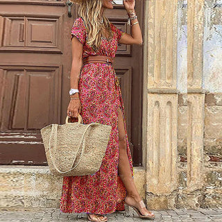 Airy Boho Maxi Dress with Matching Belt | Justine