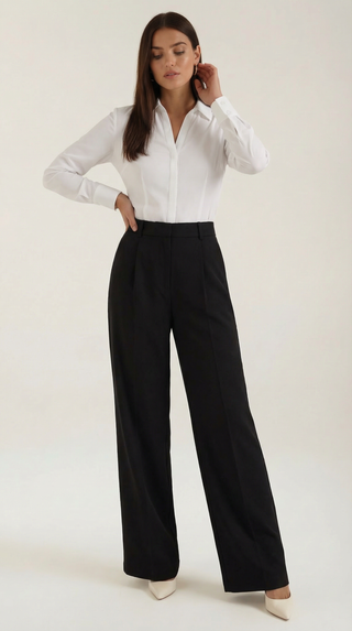 Wide-Leg Tailored Trousers – Refined High-Rise Silhouette | Hazel