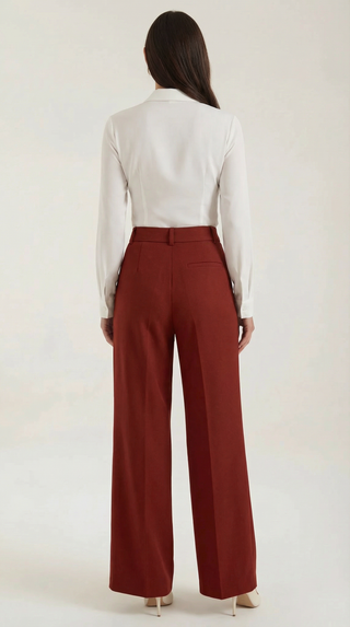 Wide-Leg Tailored Trousers – Refined High-Rise Silhouette | Hazel