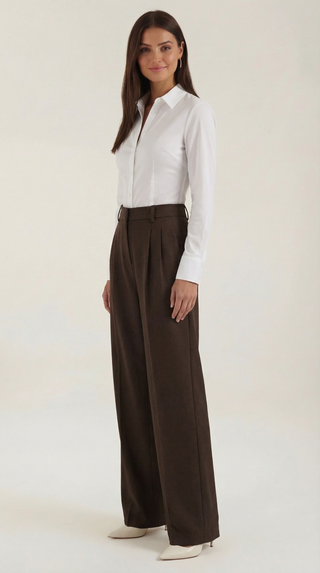 Wide-Leg Tailored Trousers – Refined High-Rise Silhouette | Hazel