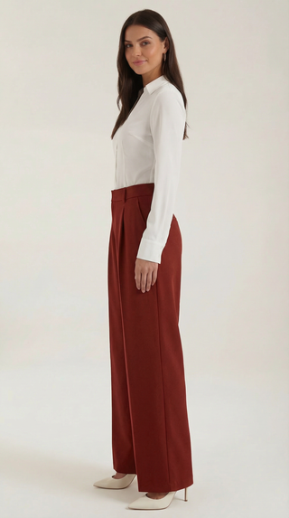 Wide-Leg Tailored Trousers – Refined High-Rise Silhouette | Hazel