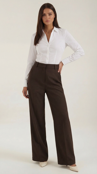 Wide-Leg Tailored Trousers – Refined High-Rise Silhouette | Hazel