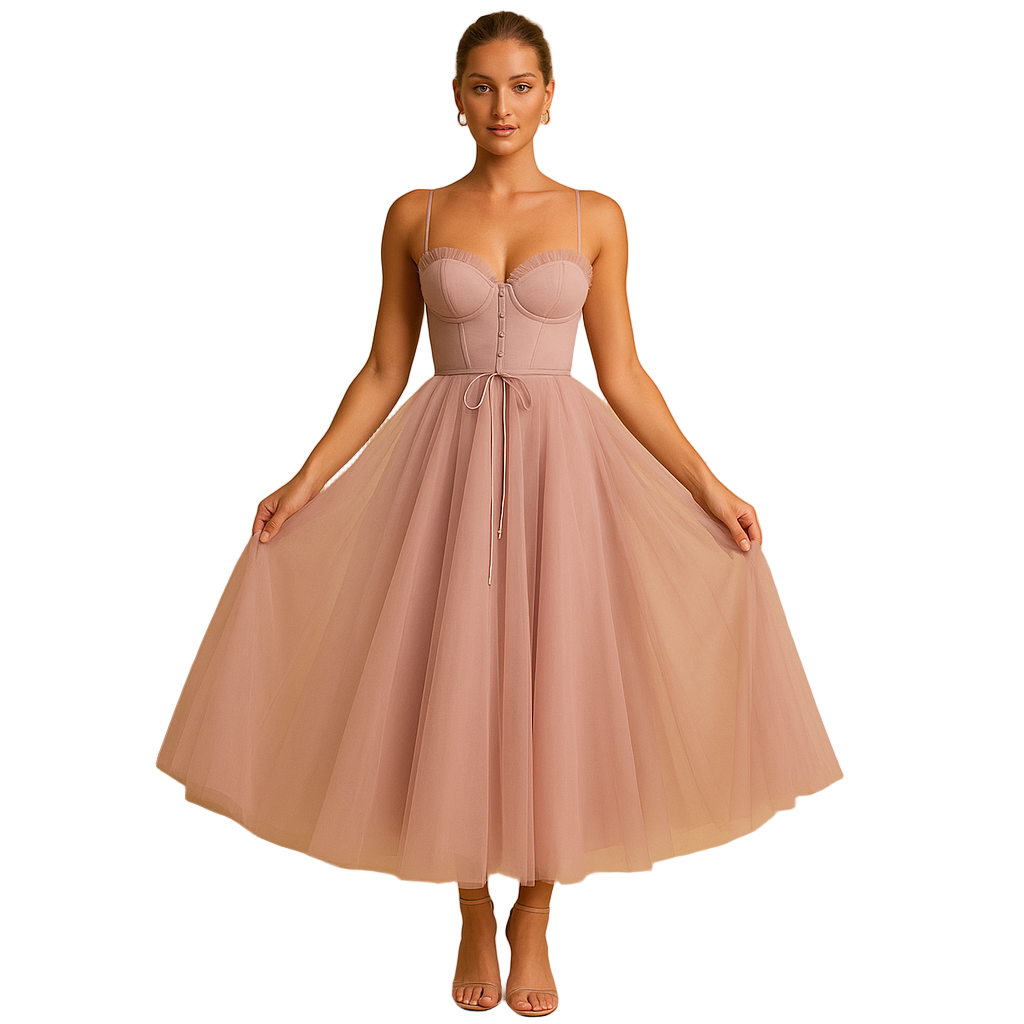 Women's Sleeveless Chiffon Maxi Dress | Tulle Overlay Formal Gown | Amara