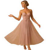 Women's Sleeveless Chiffon Maxi Dress | Tulle Overlay Formal Gown | Amara