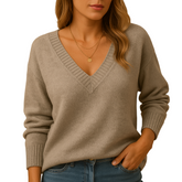 Women's Soft Knit V-Neck Sweater | Breathable Everyday Knit | Alina
