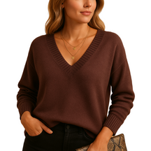 Women's Soft Knit V-Neck Sweater | Breathable Everyday Knit | Alina