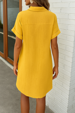 Portofino Linen Button-Down Shirt Dress with Pockets | Portofino